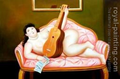 Fernando Botero : Woman With Guitar